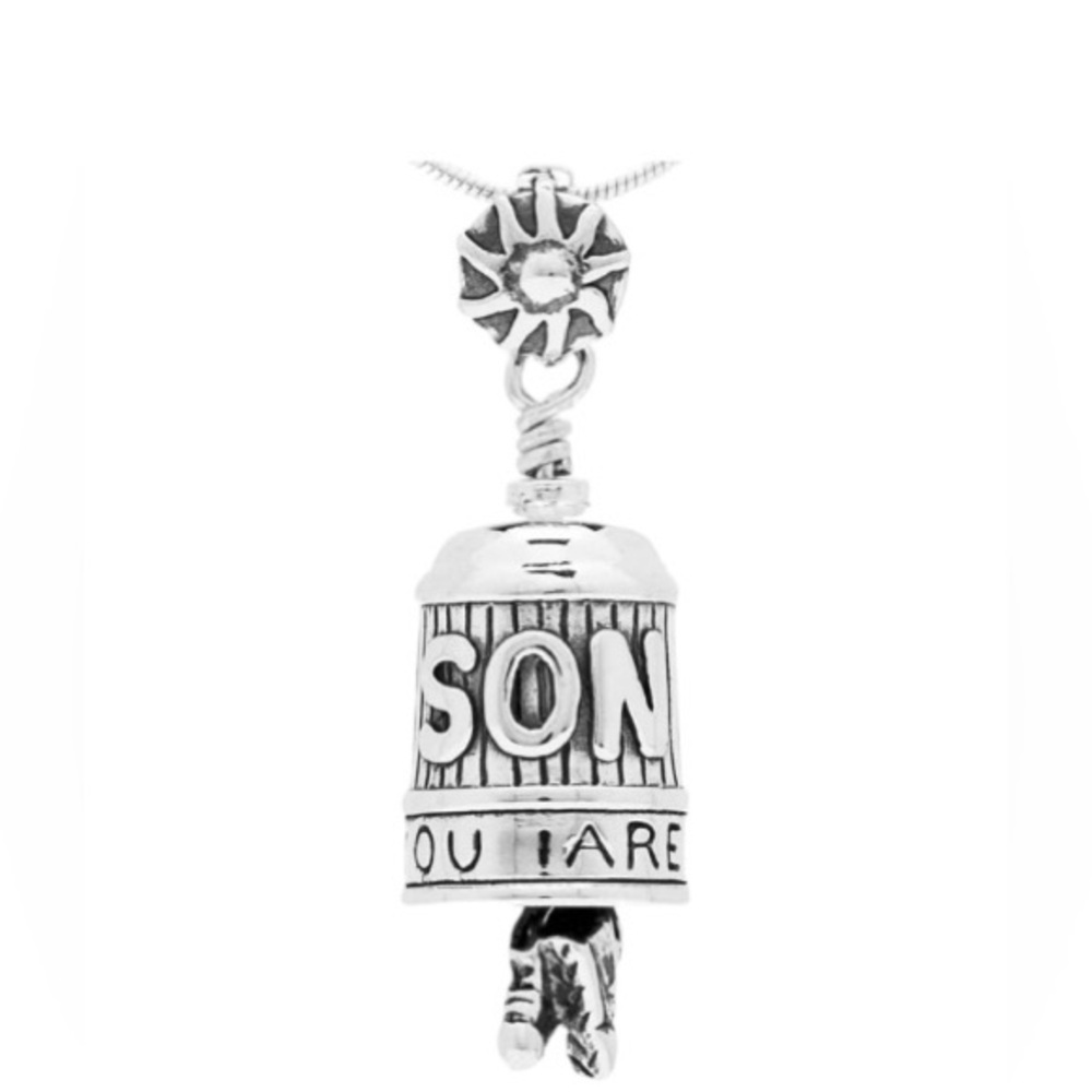 The Bell Collection Son Sterling Silver Bell Pendant on 925 Chain New in Box - Picture 1 of 8